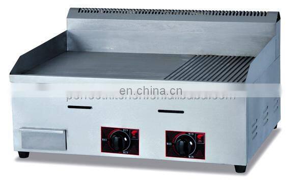 Table top Stainless Steel LPG Gas Griddle with 1/3 Grooved&2/3 Flat