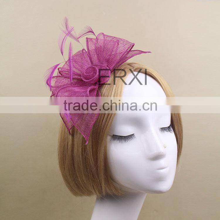 Wholesale Unique Style Bowknot Sinamay Fascinator With Feather Hair Accessories