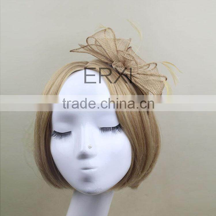 Wholesale Unique Style Bowknot Sinamay Fascinator With Feather Hair Accessories