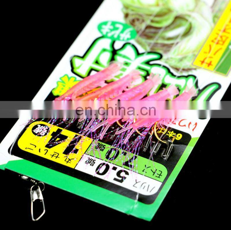 8-16# Saltwater/Freshwater Bait Rigs Soft Lure Silicone Luminous Glitter Glow in The Dark Artificial Baits Shrimp Sabiki Rig
