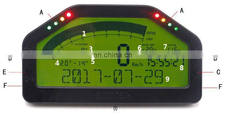 DO904 Multi-function Full Sensor Led Digital Race Car Digital Dashboard Meter LCD Display
