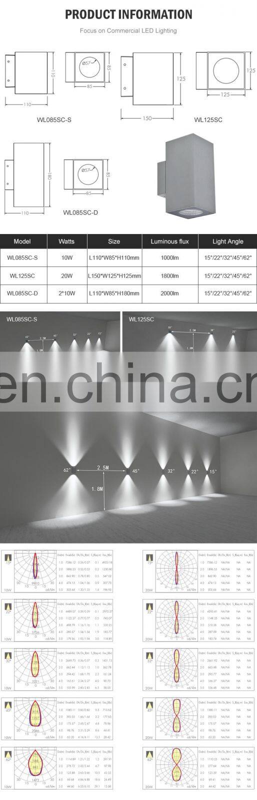 3 Years Warranty Home Garden Aluminum Ip65 Waterproof Cob 20w Led Outdoor Wall Light