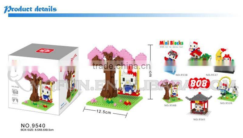 Mini Qute BOB 6 styles kawaii 3D hello kitty moon plastic kids figures diamond building blocks brick model educational toy
