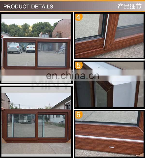 laminated finished brown color pvc sliding window with tint glass