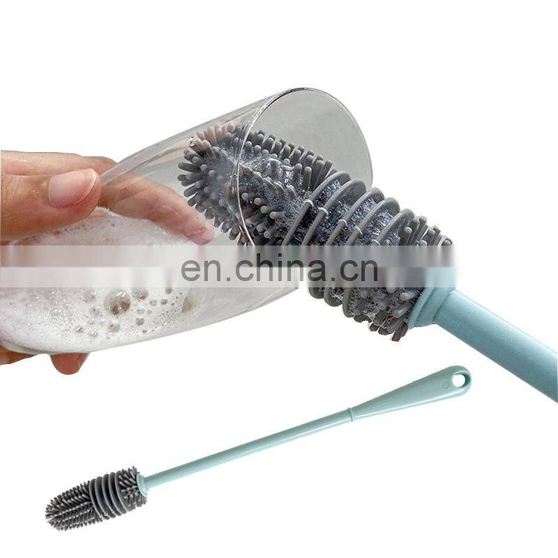 Silicone Cup Brush Cup Scrubber Glass Cleaner Kitchen Cleaning Tool Long Handle Drink Wineglass Bottle Glass Cup Cleaning Brush