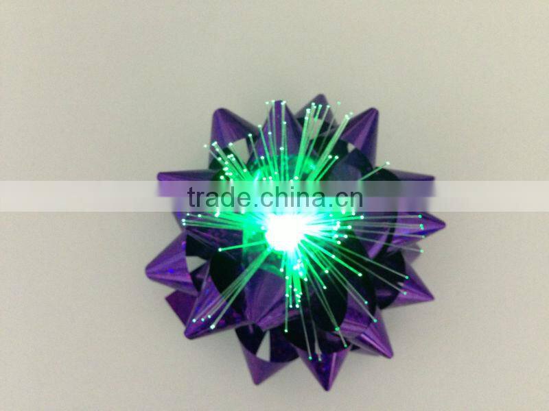 HOT SALE ! 3.75" Matte Metallic LED Lighting up Shinny Gift Bow, LED Star Bow, LED Ribbon Bow