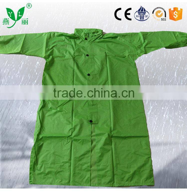 YANLI high quality PVC long raincoat with adjust hooded