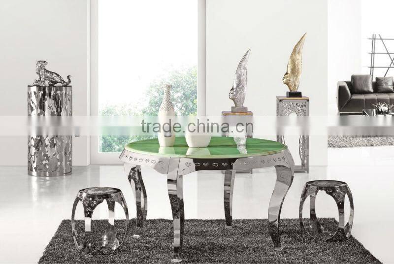 Green circle natural stone table top dining table