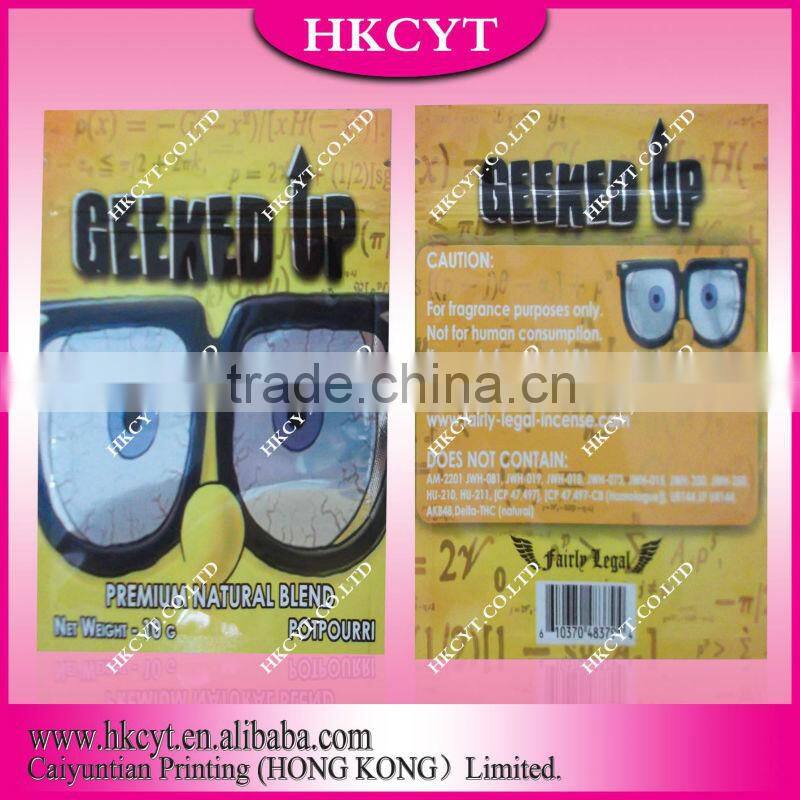 High quality PE packing bags / cheap custom printing herbal incense bag / spice smoke bag