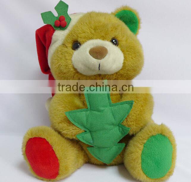 large Christmas plush bear , large Christmas stuffed plush bear toy wholesale