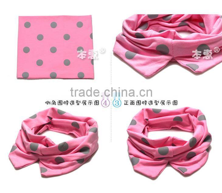 Fashion Cute Polka Dot Printed Kids Girls Cotton Knitted Circle Loop Infinity Scarf
