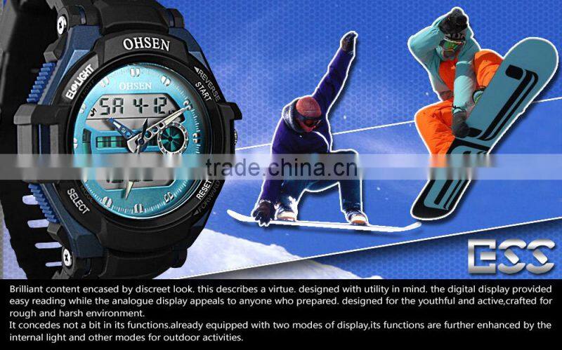 Hot Sell Men's Rubber Strap Black Analog Digital Silicone Sport Boy's Watch WS080/081