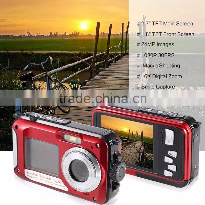 winait 24mp/20mp dual display waterproof camera digital with double screen