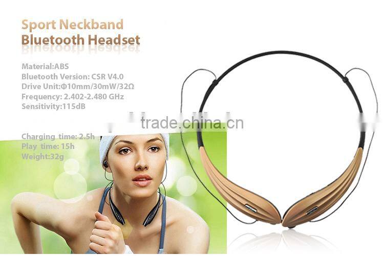 Newest Universal Wireless Bluetooth 4.0 Music Stereo Sports Headset Headphone W/microphone Vibration Neckband Style for iPhone