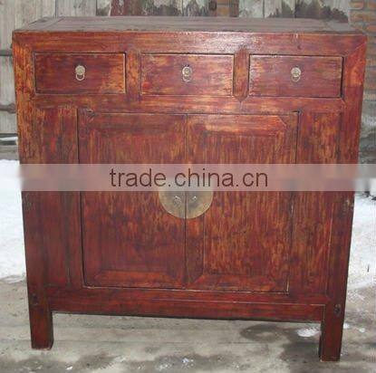 chinese antique three drawer two door cabinet