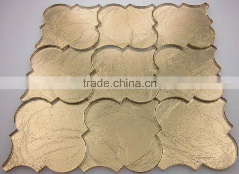 300x300 goldleaf glass mosaic 12''x12'' waterjet glass tile(wj1)