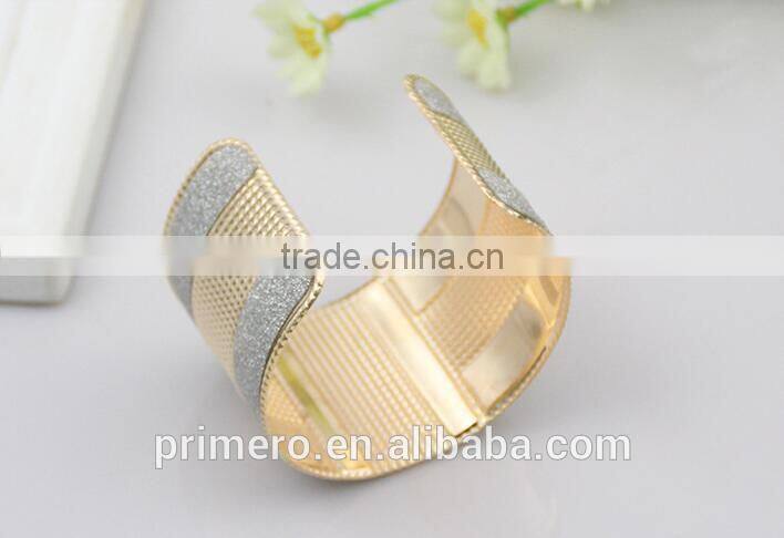 Fashion Cuff Bangles Exaggerated Gold Color with Matte Bracelets New Jewerly
