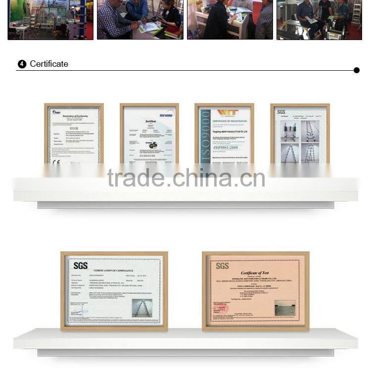 EN131-approved red color steel ladder with handrail