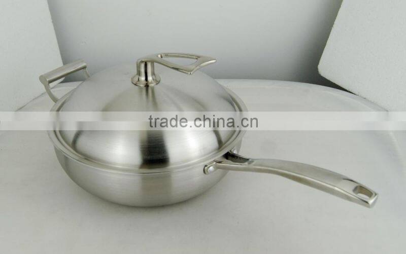 3 ply composites stainless steel wok with lid