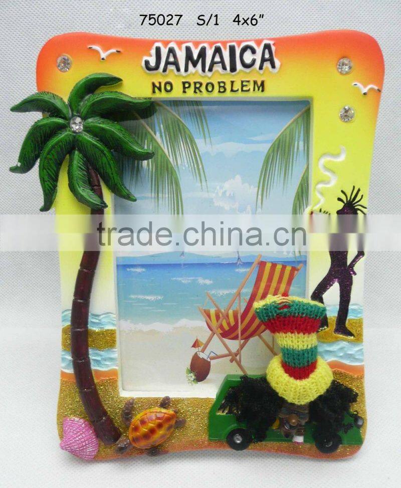polyresin photo frame JAMAICA rasta palm tree design