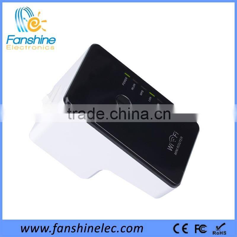 Fanshine 300Mbps Wireless Home Mini Wifi Repeater with 2 Lan Ports and On Off