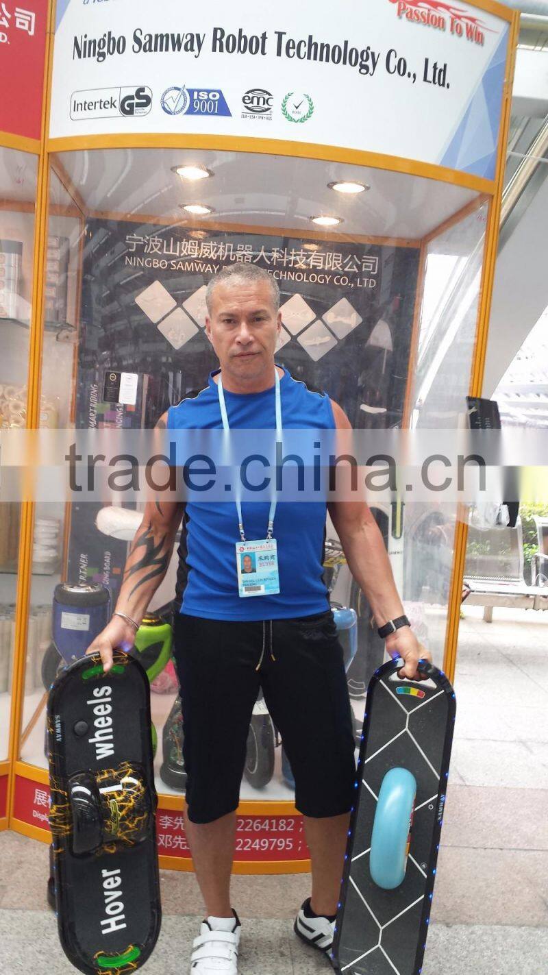 Samway 2016 hot10inch tyre electric one wheel hover board electric skateboard with LED light and bluetooth cheap