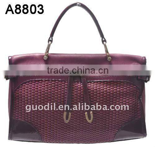 Weave small briefcase 2012 lastest trend PU handbag