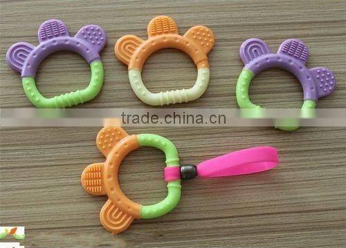 Food Grade Rabbit head Two Colors Silicone Teether
