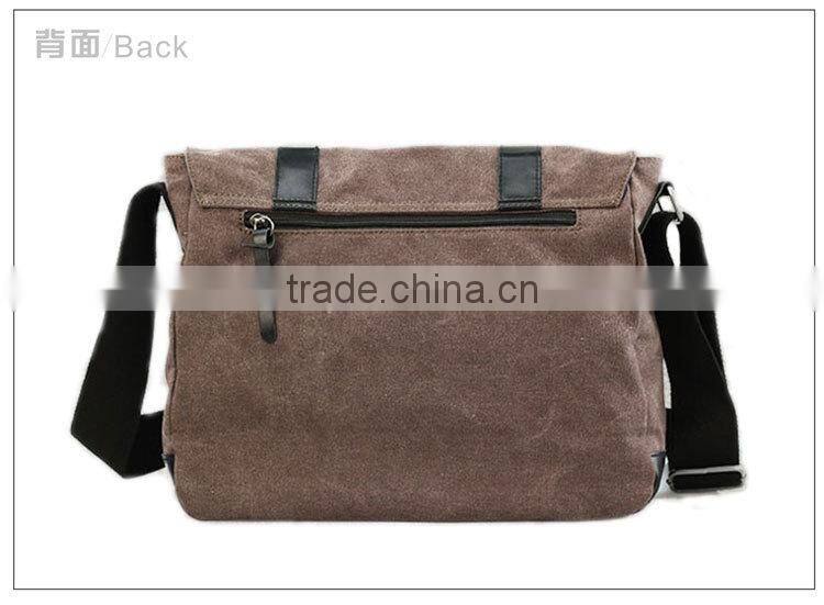 2015 Men's Vintage Canvas Leather School Military Shoulder Bag Messenger Travel Bag