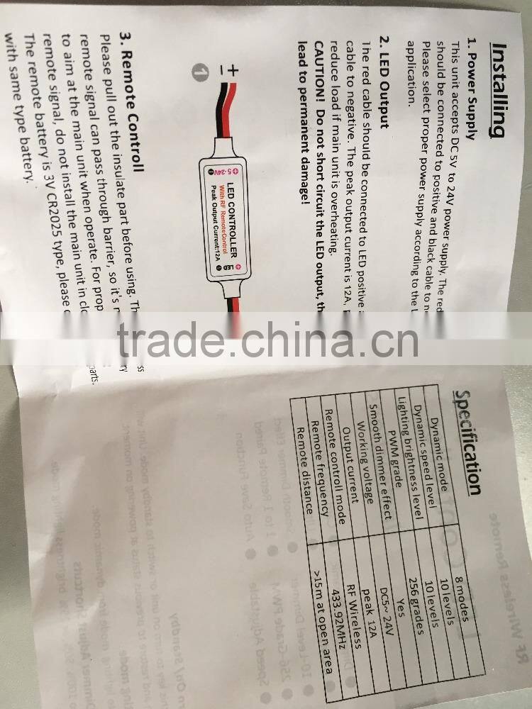 RF Wireless RGB LED Controller & Mini Controller with DC female Adapter