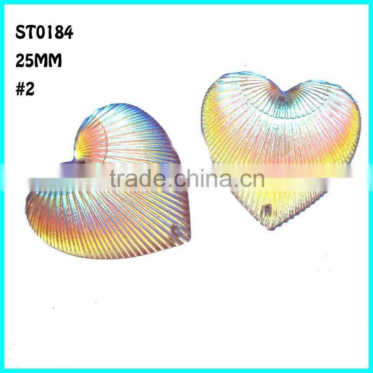Garment Loose Rhinestone Beads ,25mm Heart Sew On Rhinestone ,Resin Rhinestone