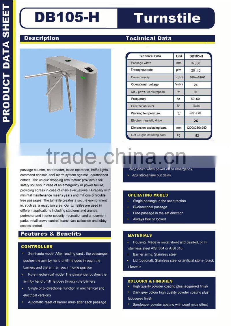 Outdoor Used Tripod Turnstile Dustproof/Waterproof Security Control Barcode Barrier Gate