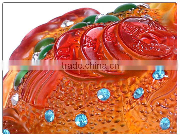 Liu li color big size money frog statue for home decoration