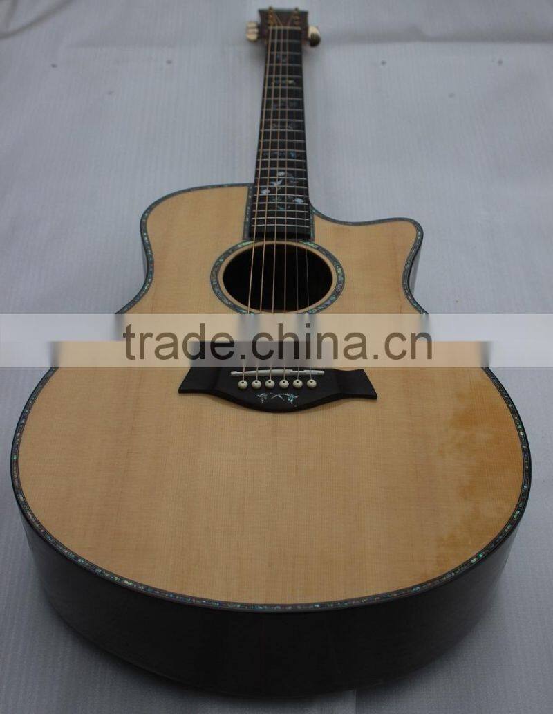Weifang Rebon 39 size cutaway Taylo real abalone inlay acoustic guitar