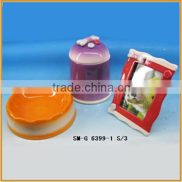 new dog bowl set ceramic pet bowl pet food caniser pet photo frame