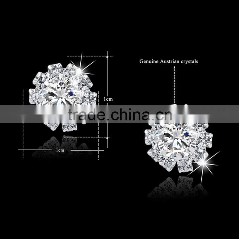 Fashion silver plated flower crystal diamond jewelry set