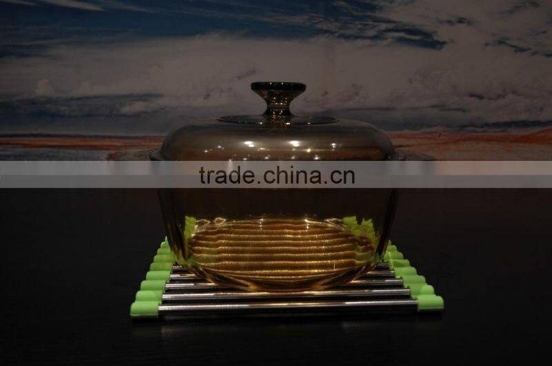 New pot holder Stainless steel folding silicone pad pad anti hot insulation pad