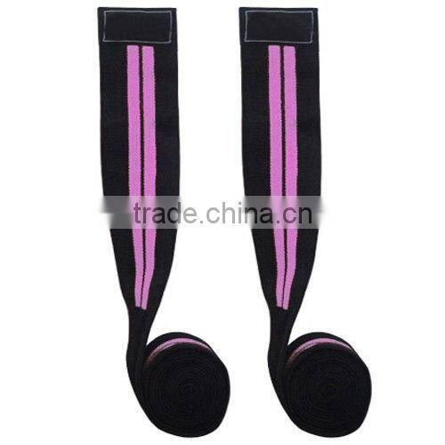 Heavy Duty Weight Lifting Elastic Knee Wraps / Lifting Knee Wrap / Black Color with