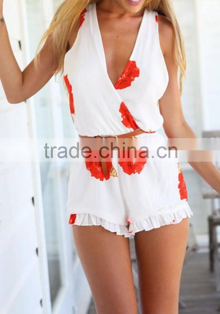 Women clothes romper latest design sleeveless korean fashion jumpsuit