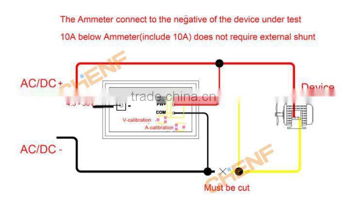Cheaper High Quality DC Volt Amp Dual display Meter 0.28" DC 0-100V/10A Voltmeter Ammeter With Ampere Shunt Red+Blue LED