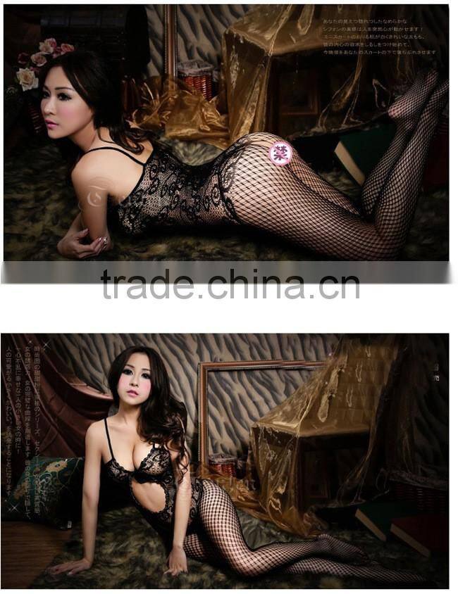 Lady`s Sexy Fishnet Open Crotch Bodystocking Bodysuit Lingerie Crotchless body stocking