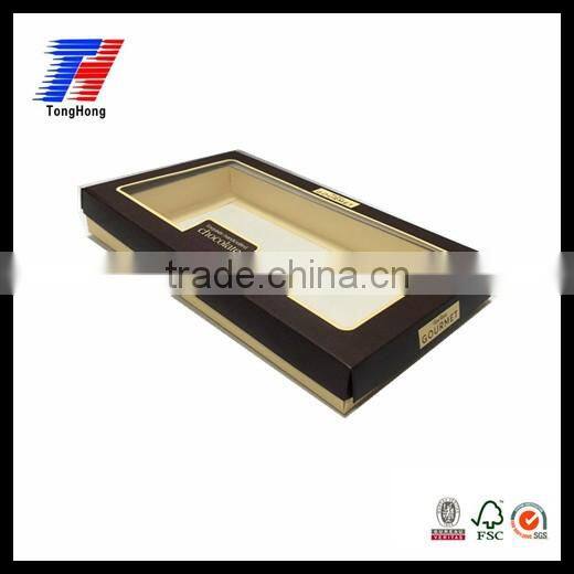 Fancy Custom food grade decorative paper chocolates box with PET window
