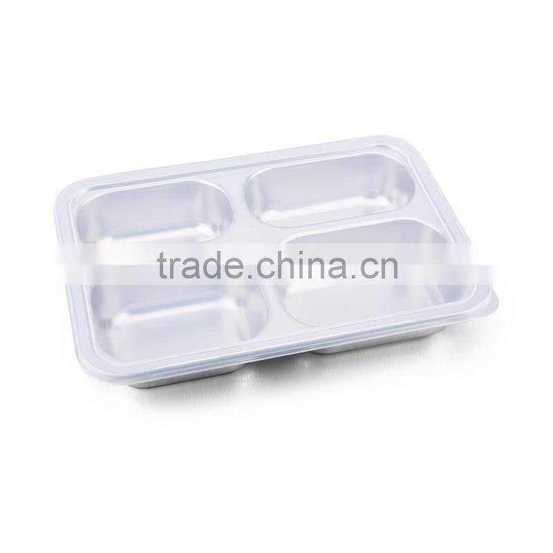 4 compartment stainless steel fast food tray & snack tray/plate
