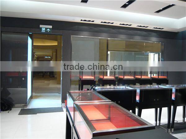 Black Wooden Shop Cabinet With Glass Showcase For Jewel Watch Display