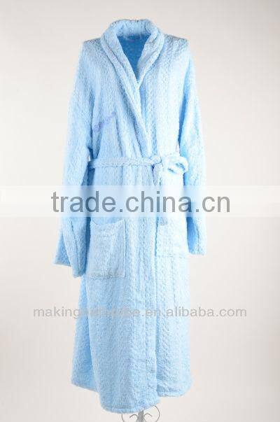 high-quality light blue 100%cotton terry cloth hotel bathrobe