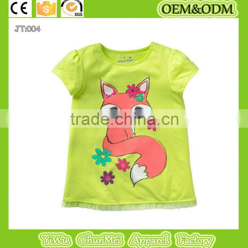 Animal t-shirt Fox t-shirt child t-shirt 100% cotton t-shirt kids t-shirt girl t-shirt