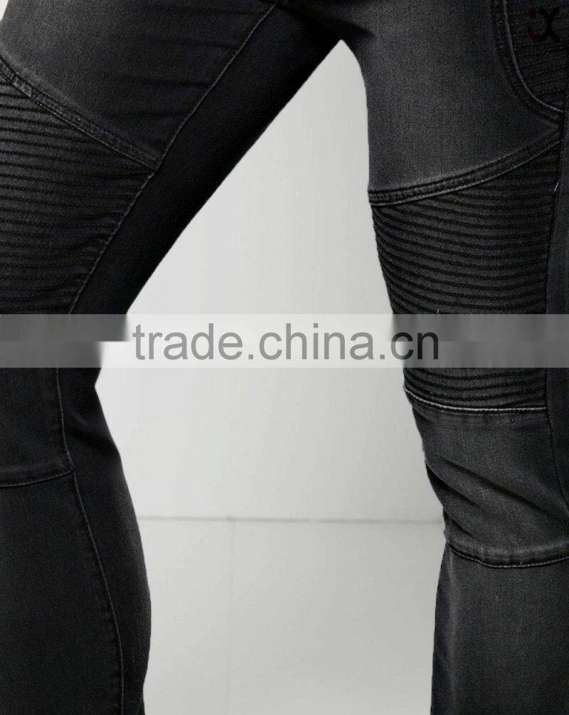 skinny fashion black good quality mens biker jeans(JXA122 )