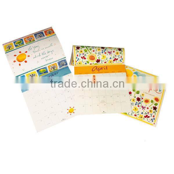 2014 elegant fancy paper high quality monthly table wall digital calendar printing