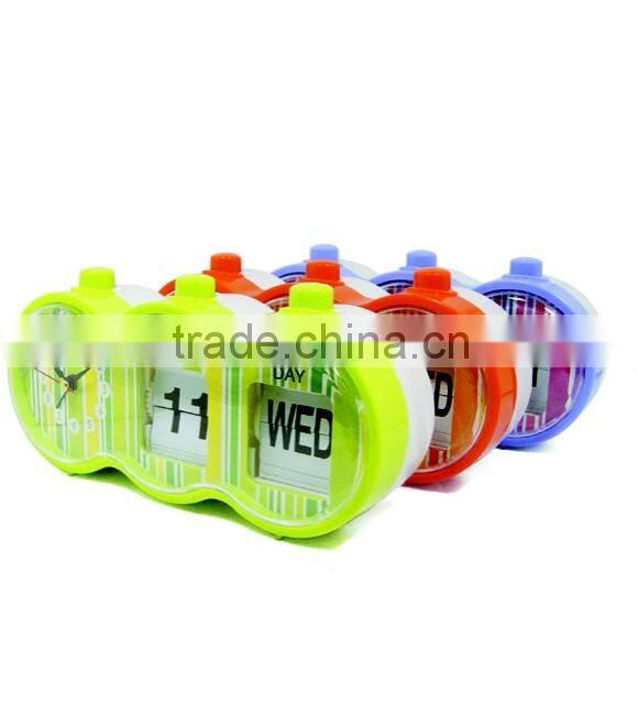 Fashion Plastic Table Desk Alarm Calendar Quartz Clock RD9857