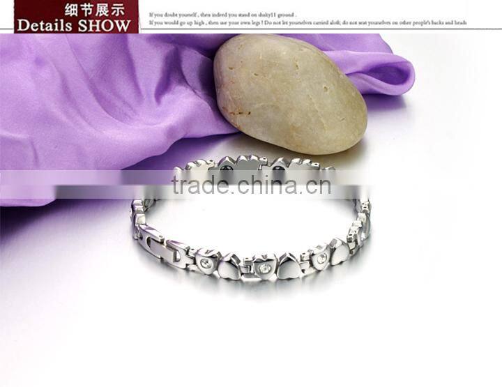 KSTONE 2015 316L Stainless Steel cz diamond magnetic heart shape bracelet for women